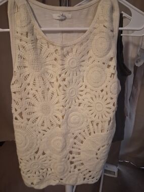 Maurices Cream Crochet Overlay Tank Top